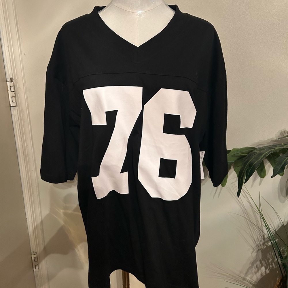 Black and White Number 76 Jersey Top